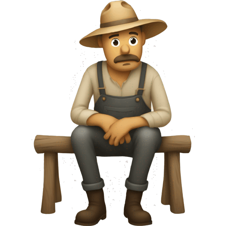 sad Farmer sitting Stick figure emoji