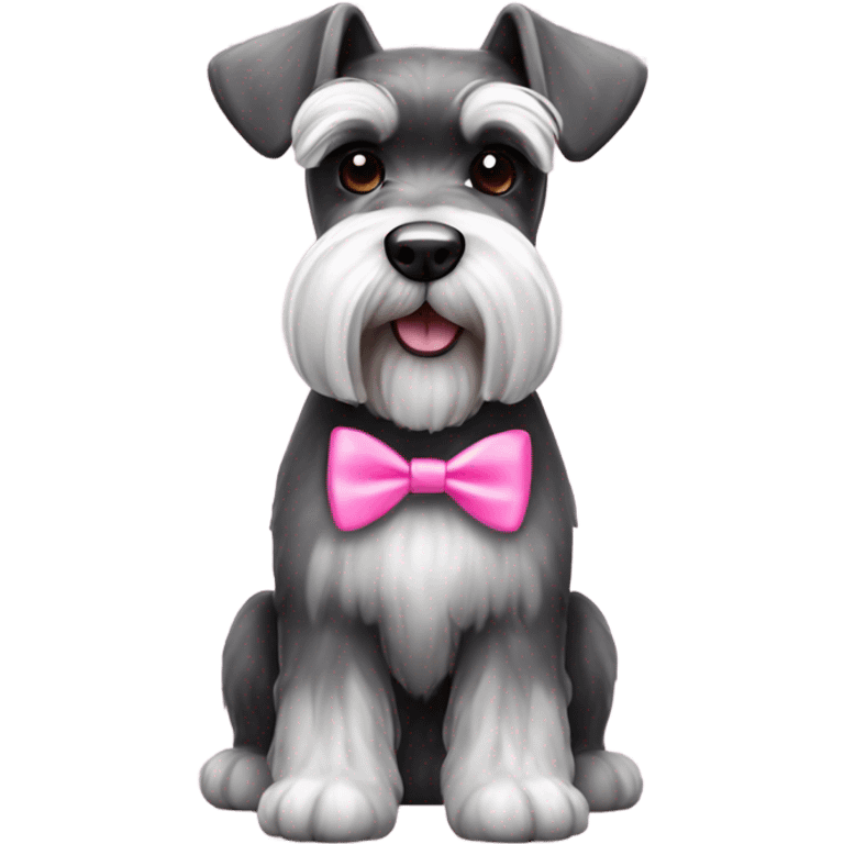 a salt and pepper miniature schnauzer with a pink bow emoji