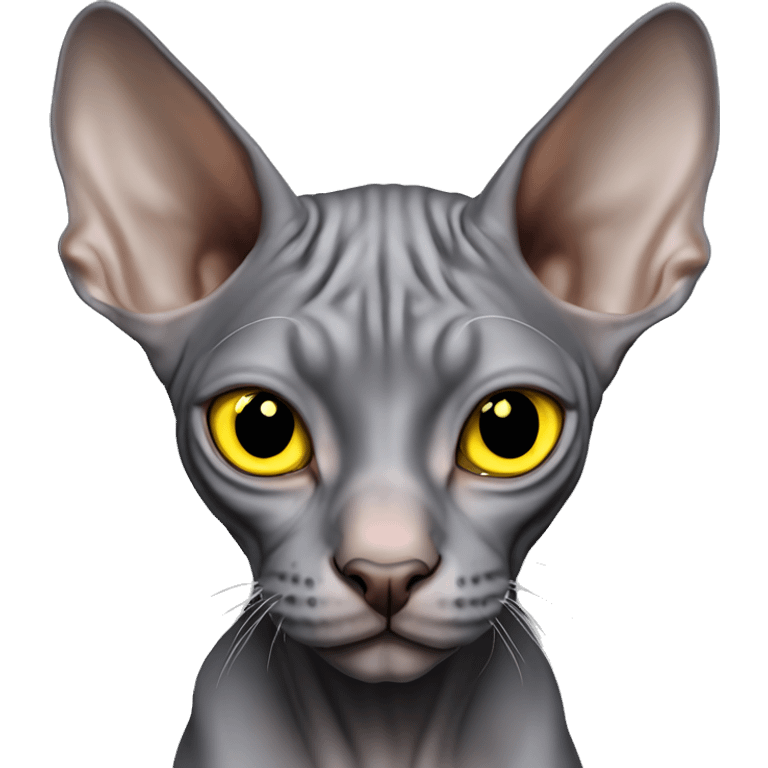 Canadian Sphynx gray with yellow eyes male emoji