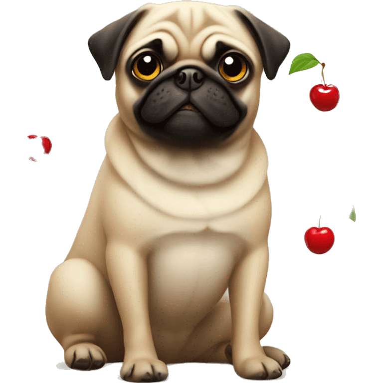 Pug with cherries emoji