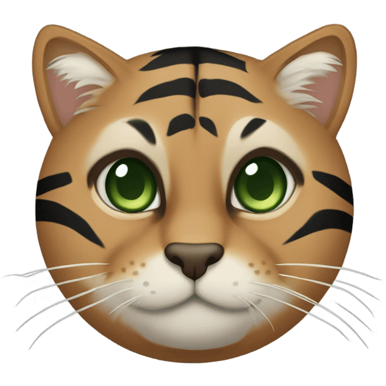 Brown tiger cat with green eyes emoji