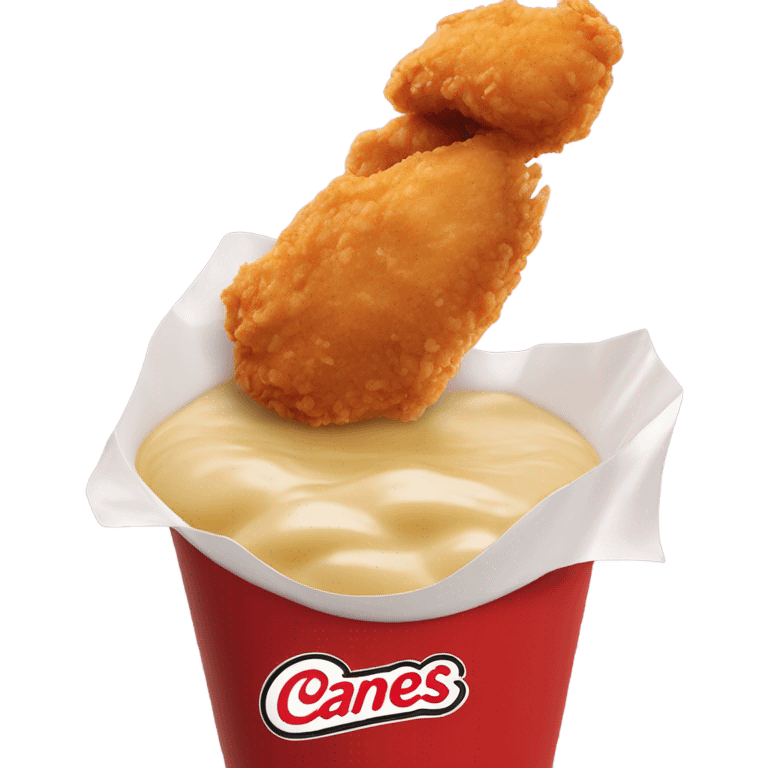 raising cane's chicken finger dipped into sauce emoji