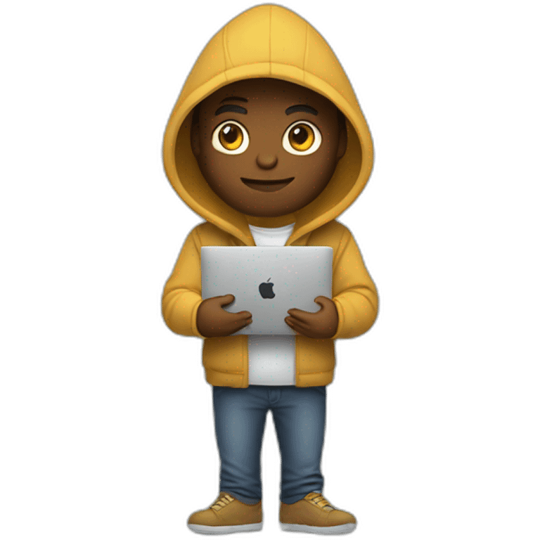 Developer with hoodie and a macbook emoji