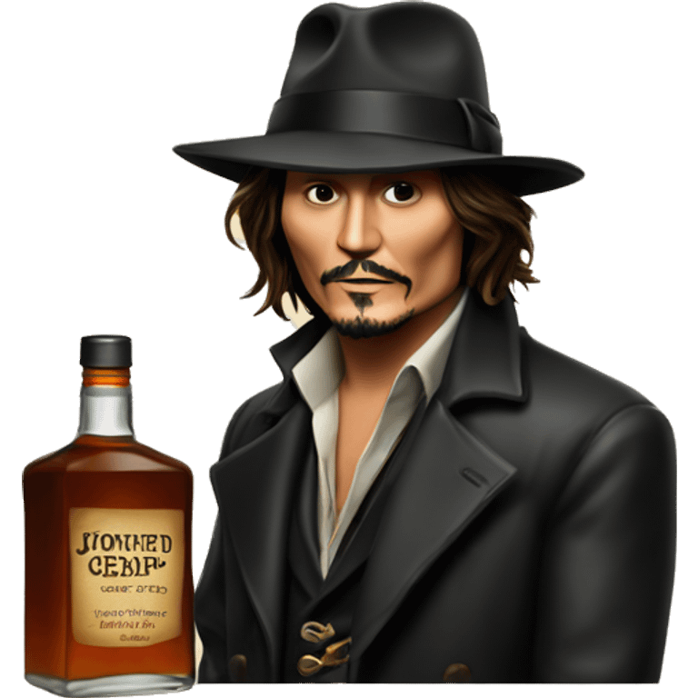 Johnny Depp with bottle of whiskey emoji