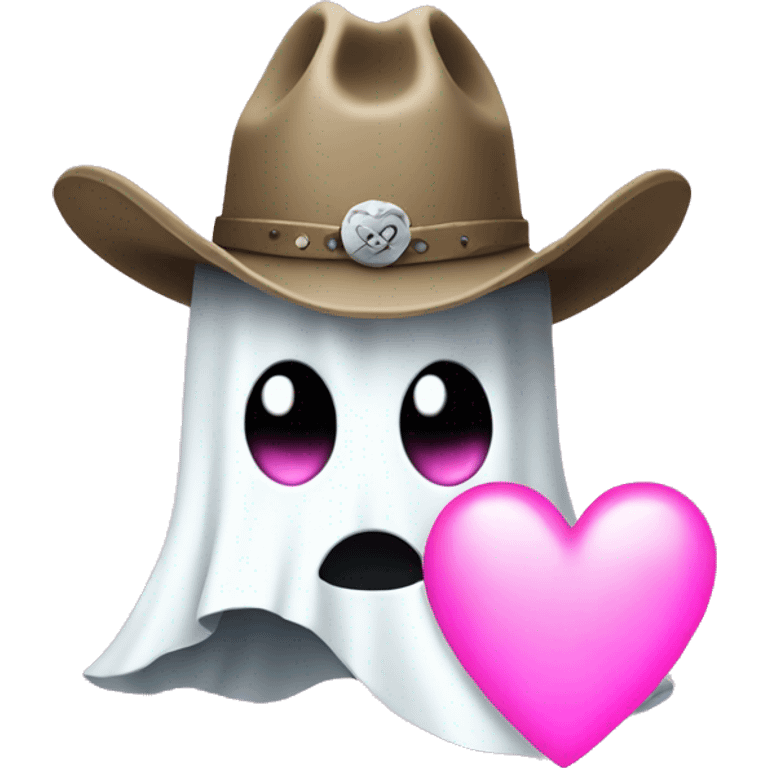 Ghost wearing a cowboy hat with a pink heart emoji