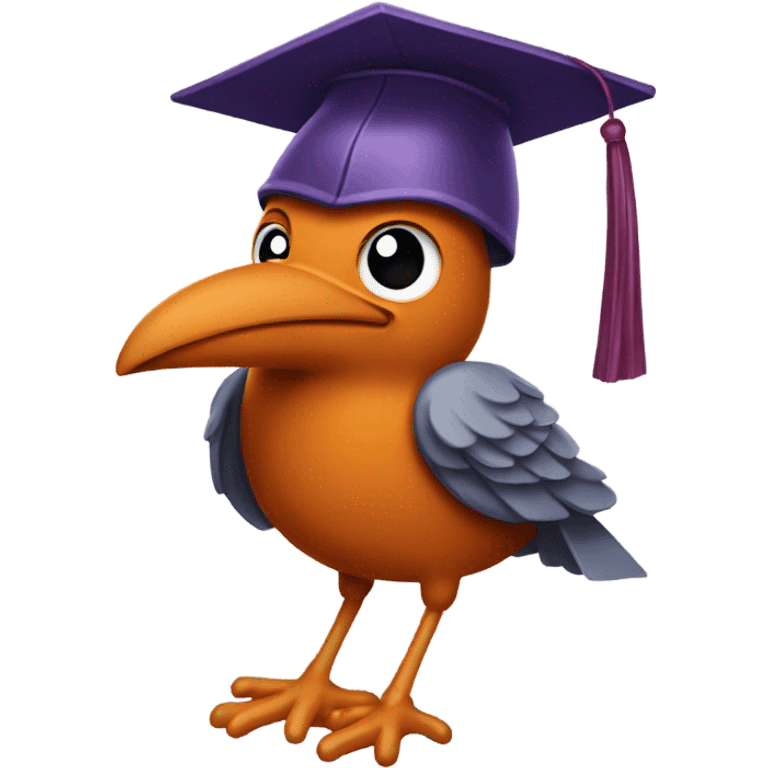 hokie bird wearing Graduation Cap emoji