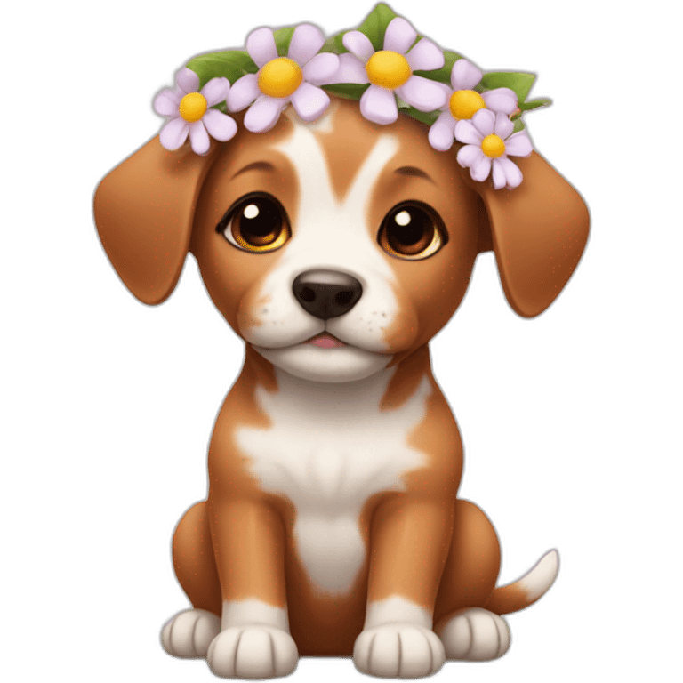 puppy with flower on head emoji