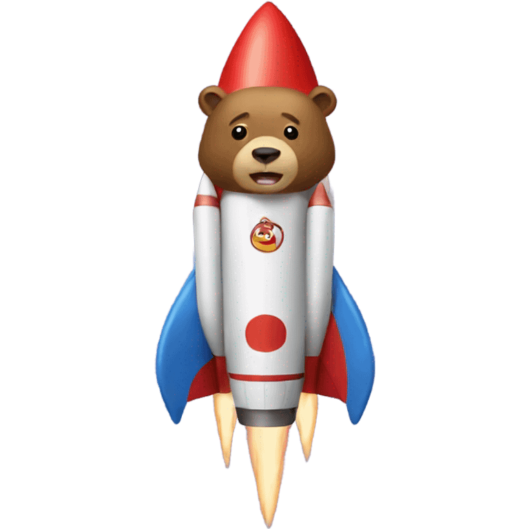 Bear riding a rocket emoji