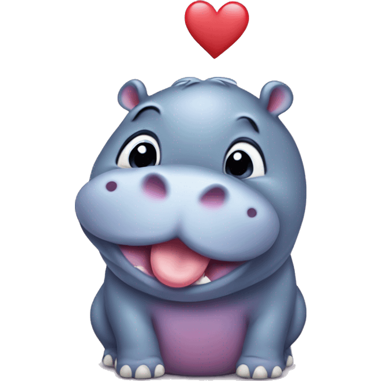 baby hippo giving a kiss to a heart emoji