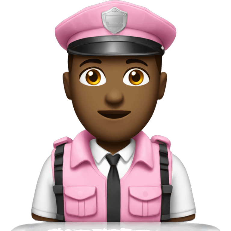 a security guard wearing a pink outfit and a bulletproof vest emoji