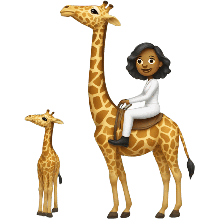 Women riding giraffe emoji