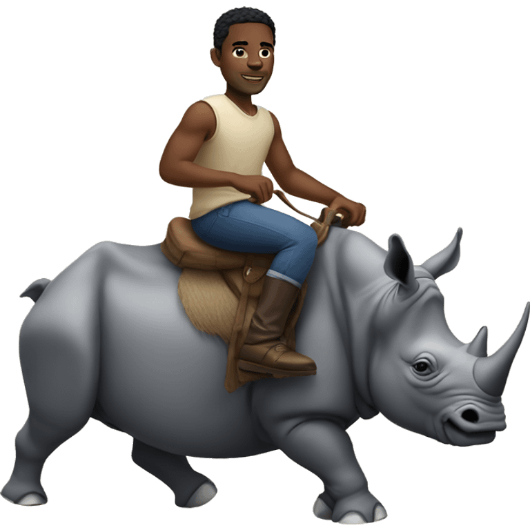 Black man riding a rhino emoji