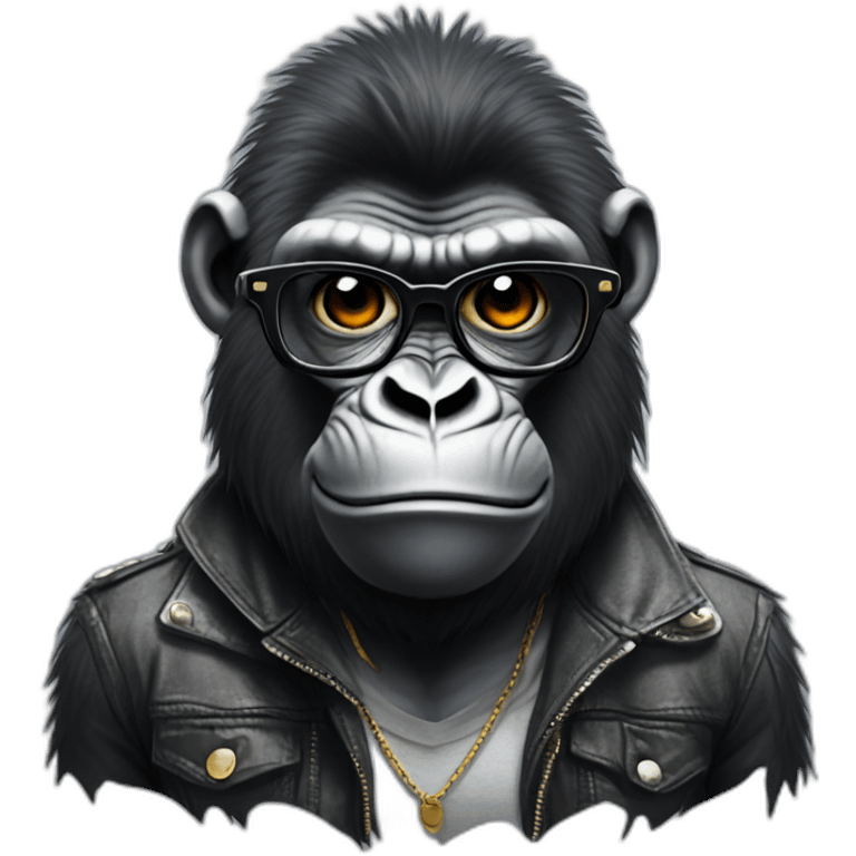 Cool punk looking gorilla with eyeglasses emoji