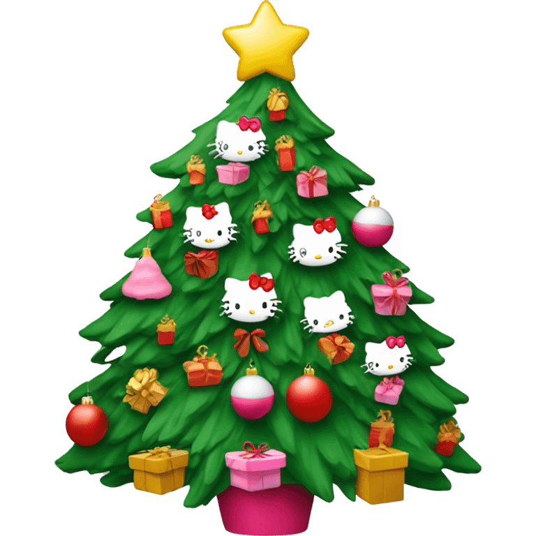 Hello kitty theme Christmas tree emoji