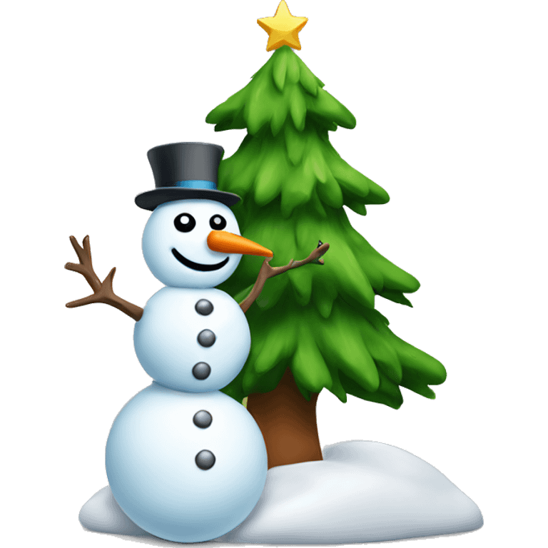 christmas tree with a snowman  emoji