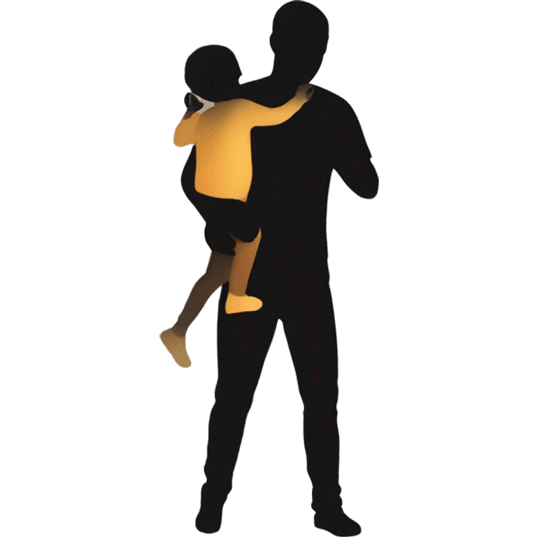 Dad hold babygirl in the air. Black shadow figure  emoji