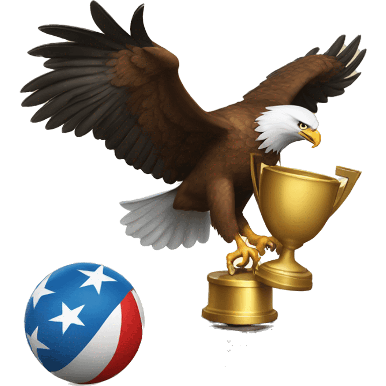 Eagle picking up trophy emoji