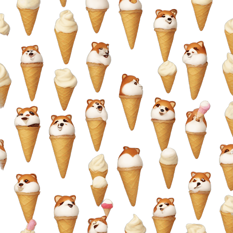 Red panda eating ice cream emoji