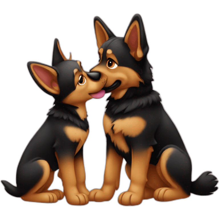 couple kiss german shepperd emoji