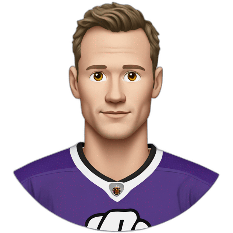 Jonathan Toews wearing a purple shirt and jeans  emoji