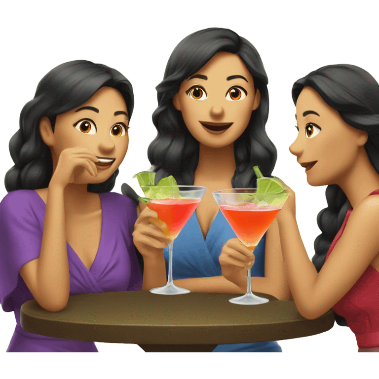 Three kaukasian women drinking cocktails emoji