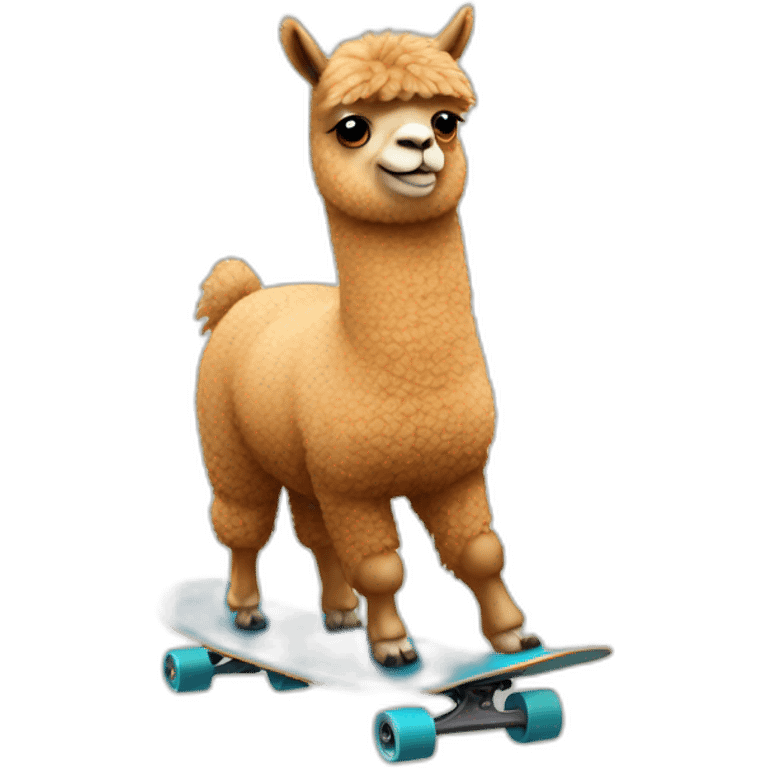 An alpaca on a skateboard emoji