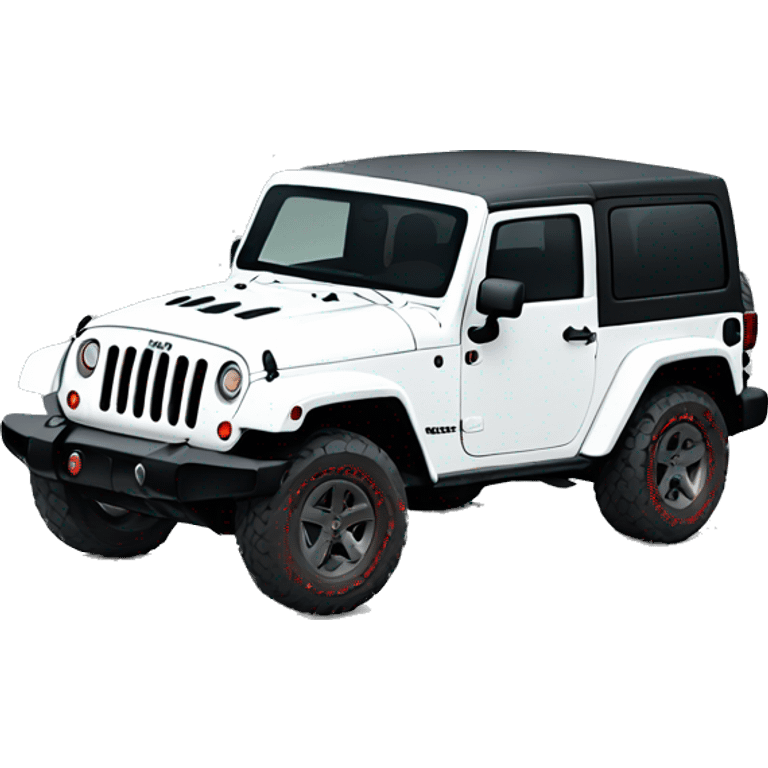 White Jeep Wrangler Rubicon with red accents  emoji