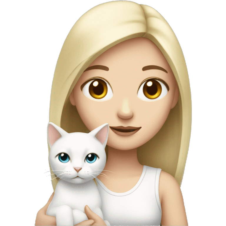 girl with a white cat emoji