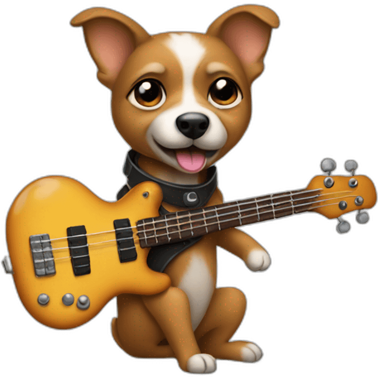 Small dog playing bass guitar emoji