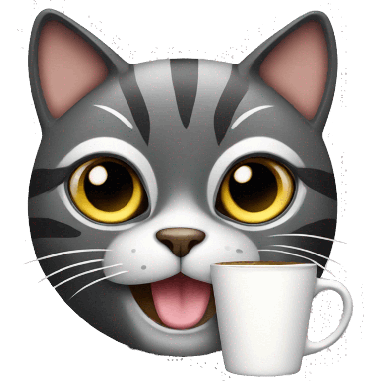 a cat drinking coffe emoji