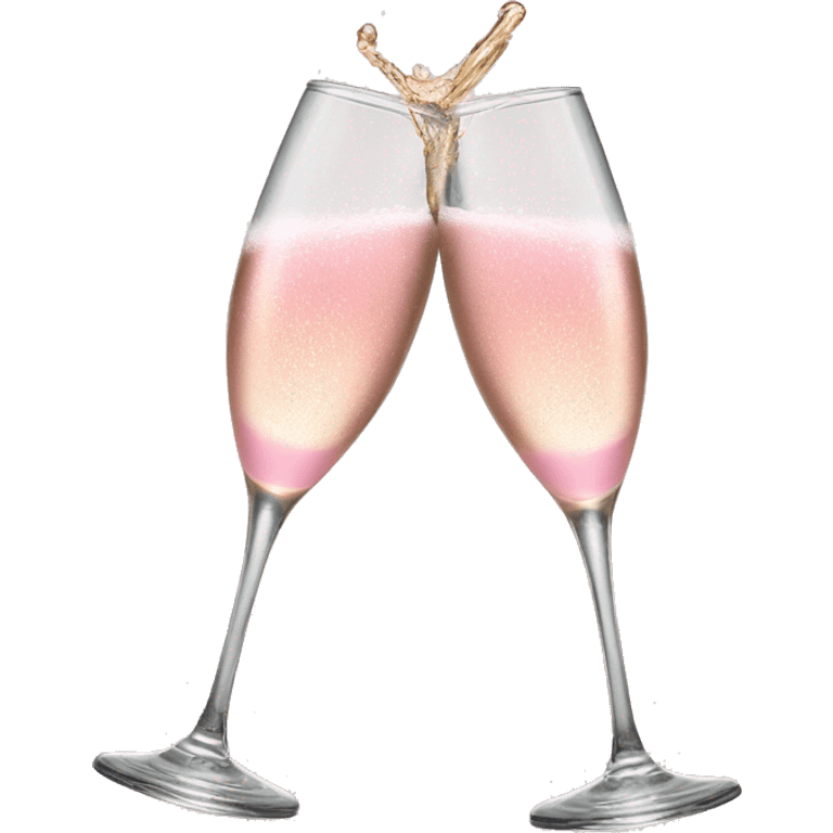 glasses of pastel pink champagne are smashing against each other emoji