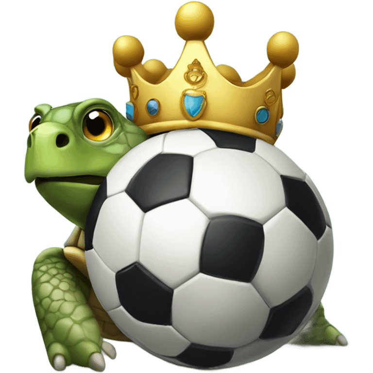 Turtle holding soccer ball with crown emoji