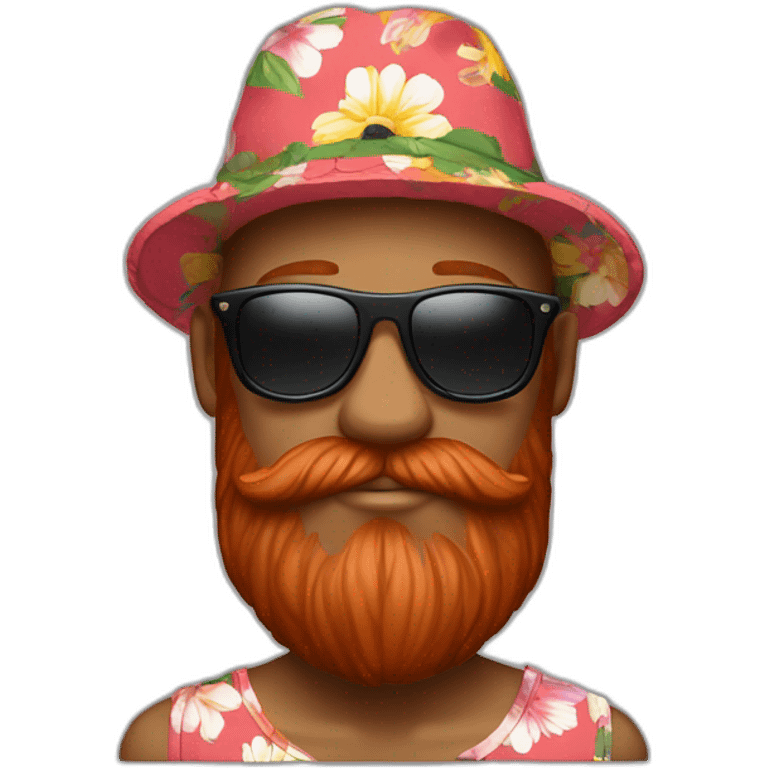 bright-red-beard-wearing-a-floral-shirt-and-wearing-black-sunglasses-and-a-bucket-hat emoji