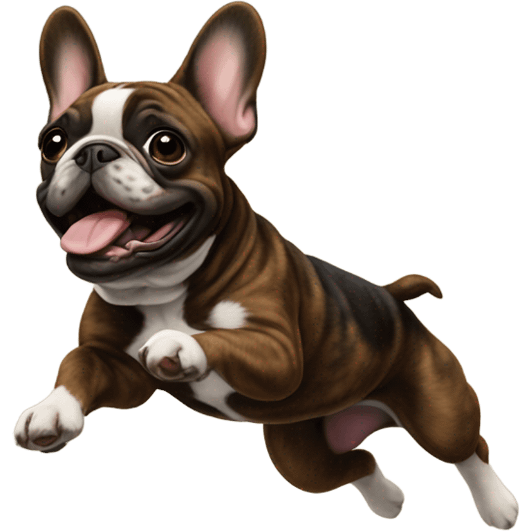 Brindle frenchie jumping  emoji