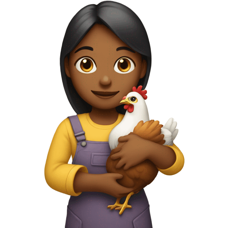 Girl holding chicken emoji