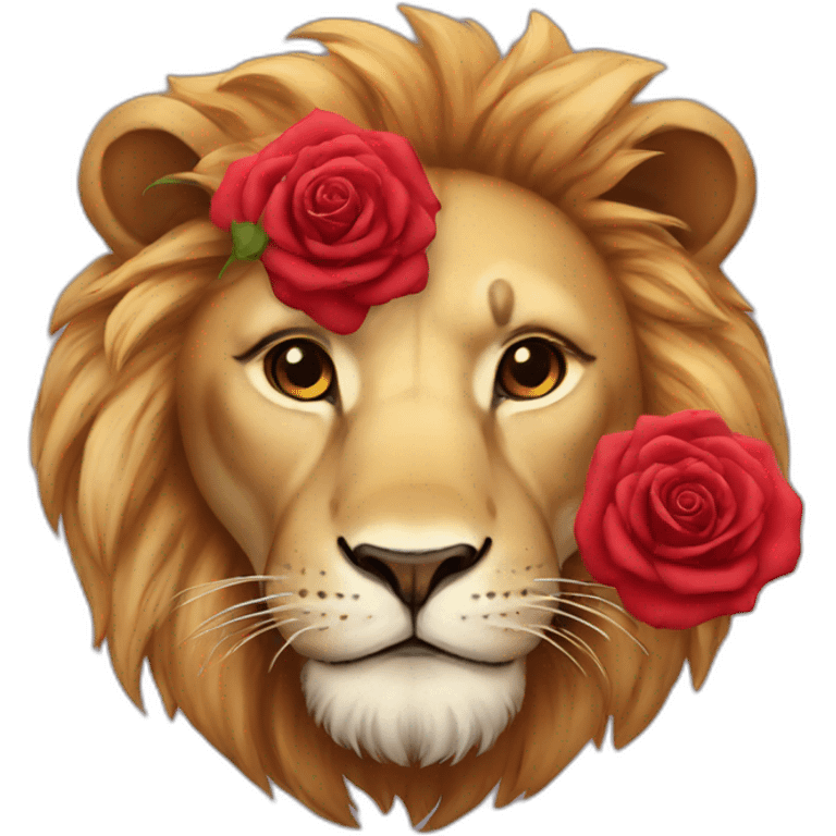 Lion with rose emoji