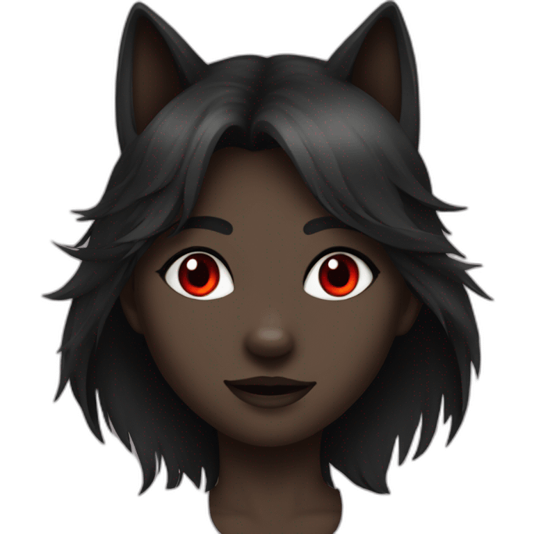 Black Wolf girl red eyes emoji