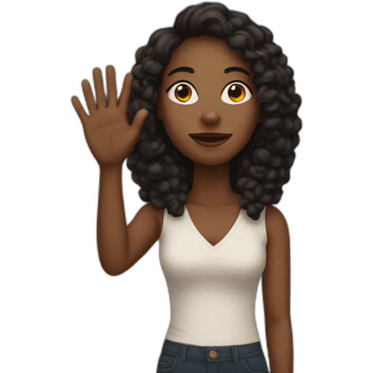 black woman raised hand emoji