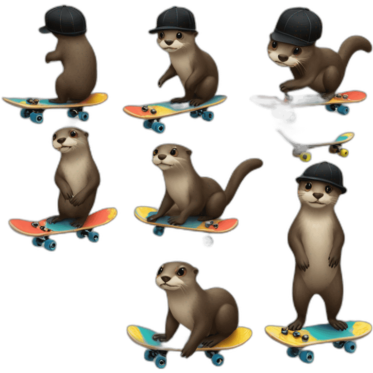 Otter with black cap and skateboards emoji