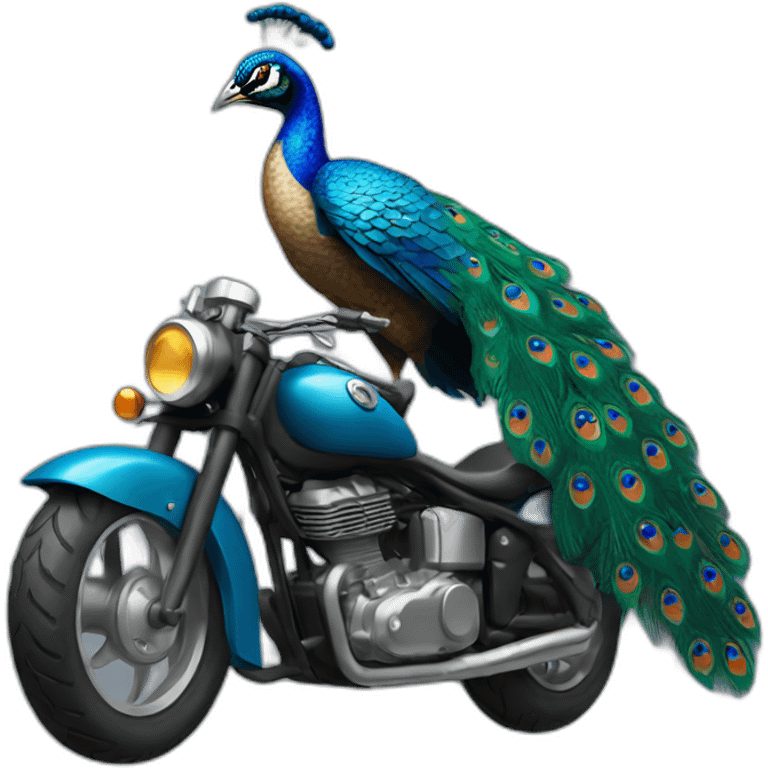 peacock on a motorcycle emoji