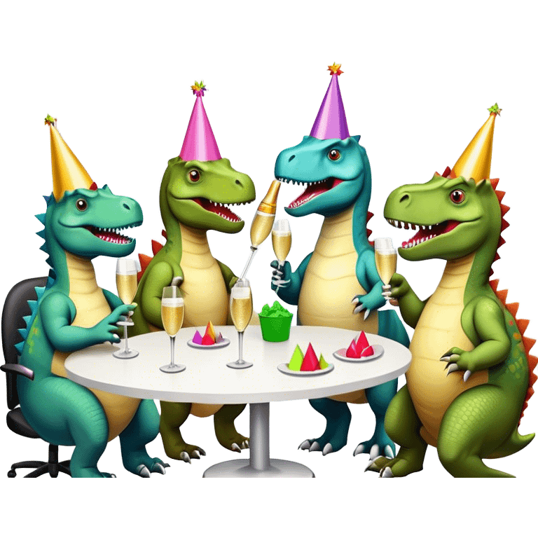 office dinosaurs celebrating birthday emoji