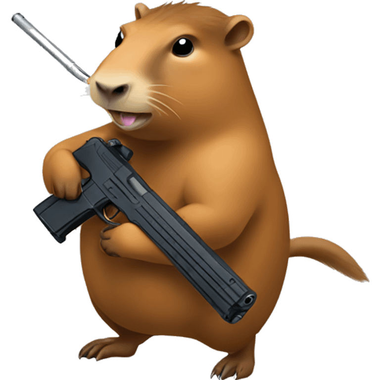 Capybara with a gun emoji