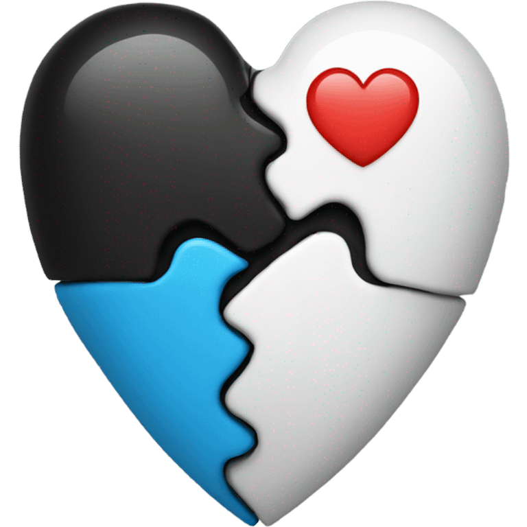 Blue and black heart half and half  emoji