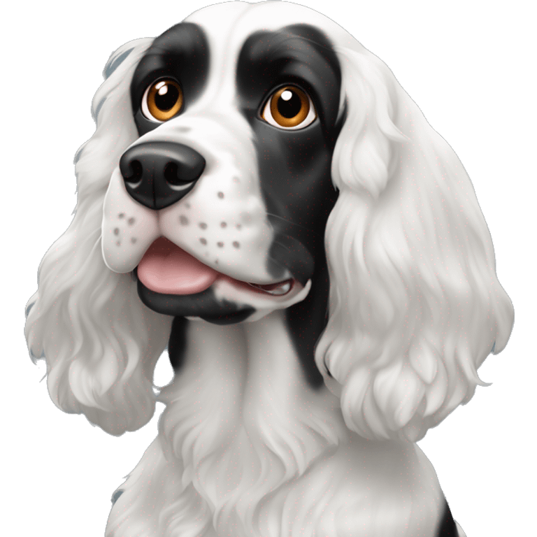 black and white english cocker spaniel with nose spots  emoji