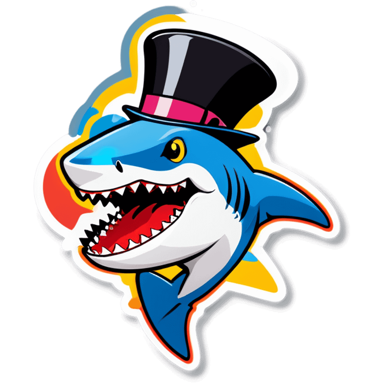 Shark with a top hat emoji