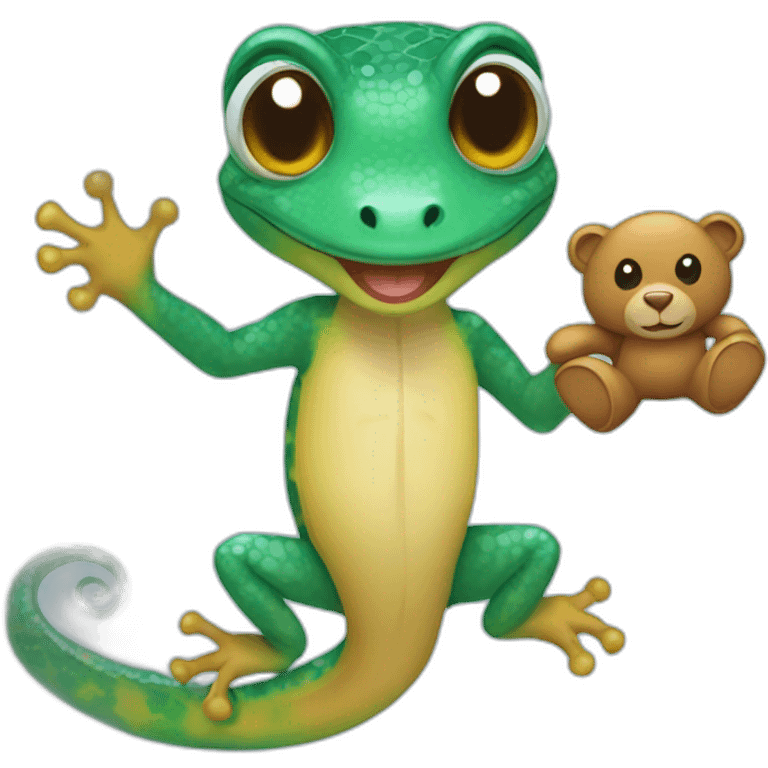 gecko holding teddy bear emoji