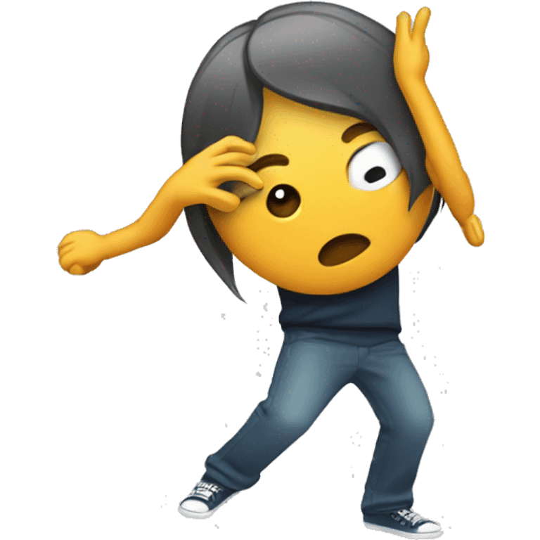 Dabbing emoji with really long arms emoji