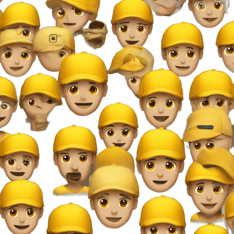 yellow cap behind emoji