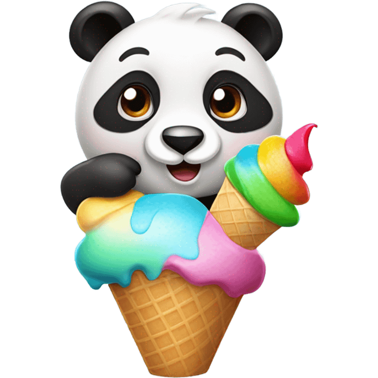 Panda eating ice cream emoji