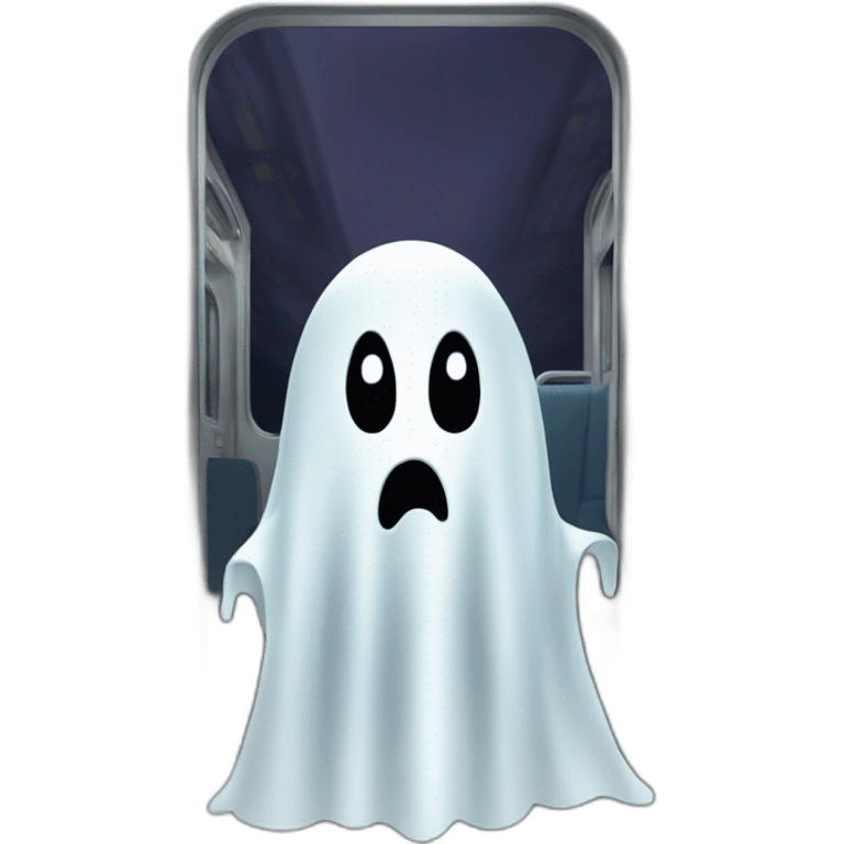 A cartoon ghost who sits in a train emoji